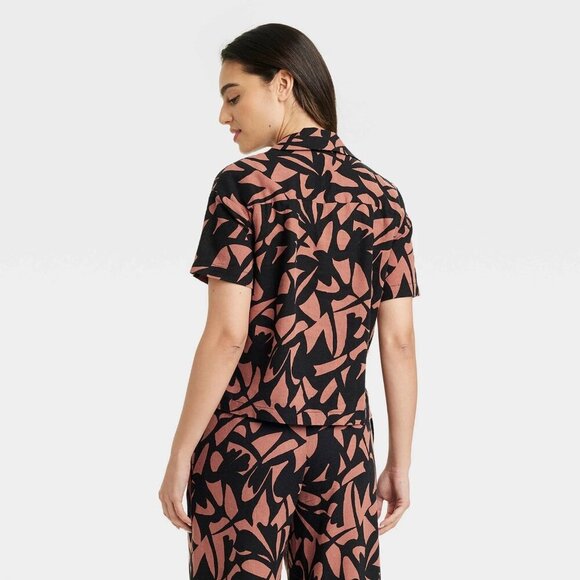 Medium - Womens Linen Short Sleeve Button-Down Camp Shirt - A New Day - Brown - Picture 6 of 6